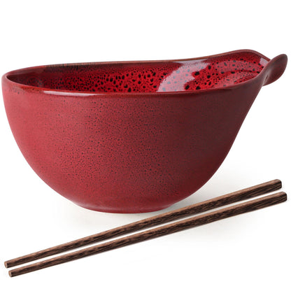 Ramen Bowl with Chopsticks, 42oz Ceramic Noodle Bowl