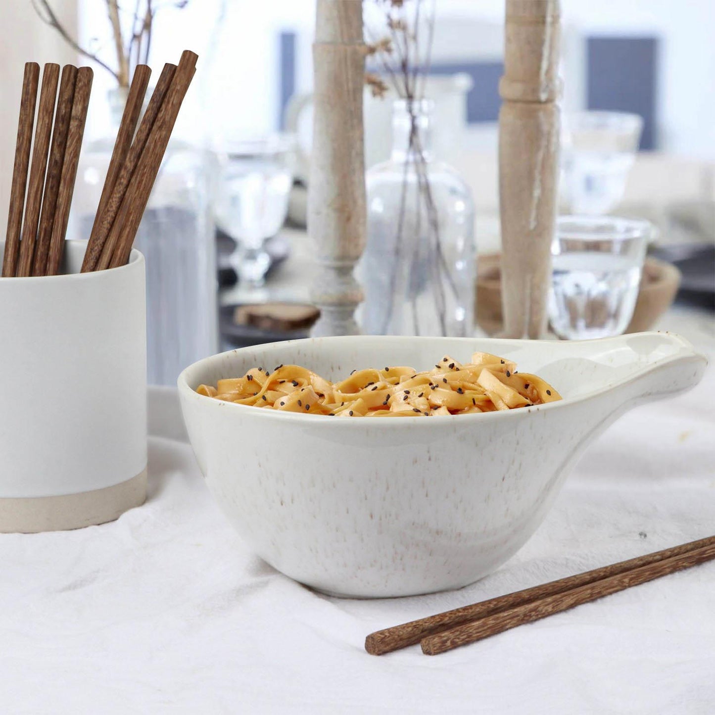 Ramen Bowl with Chopsticks, 42oz Ceramic Noodle Bowl