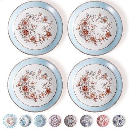 4pcs Colorful Dinner Plates 8 Inch