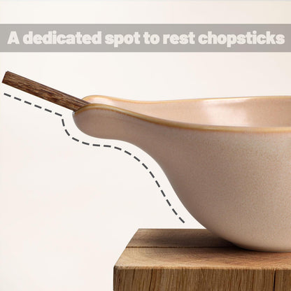 Ramen Bowl with Chopsticks, 42oz Ceramic Noodle Bowl