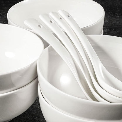 26 oz Asian Soup Bowls with Spoons Set of 4