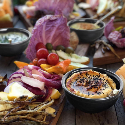 Ultra-fine Porcelain Chips and Dip Serving Platter with Acacia Wooden Tray