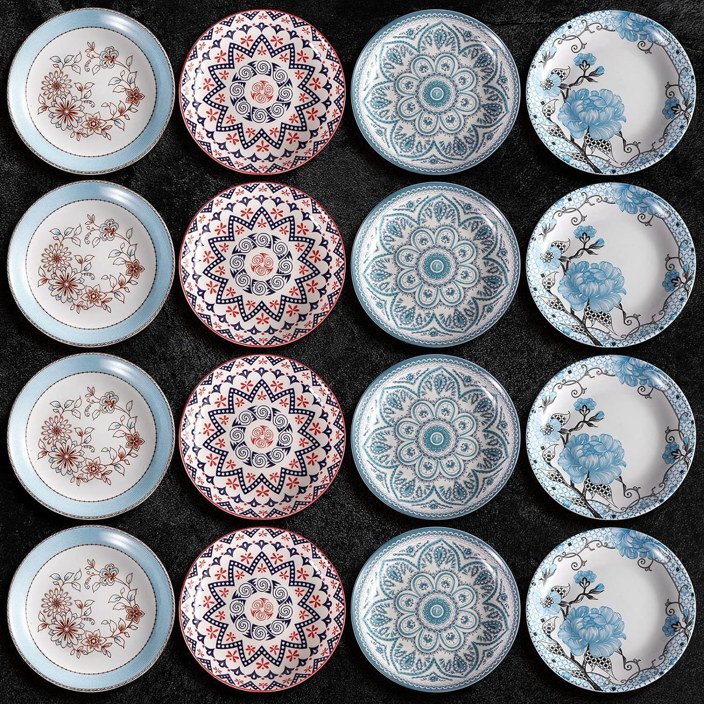 4pcs Colorful Dinner Plates 8 Inch